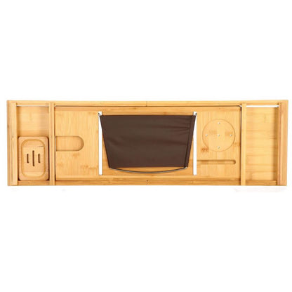 Justerbar badekarsbakke Springos 75-110,5 cm med bambusoverflade, 1 stk.
