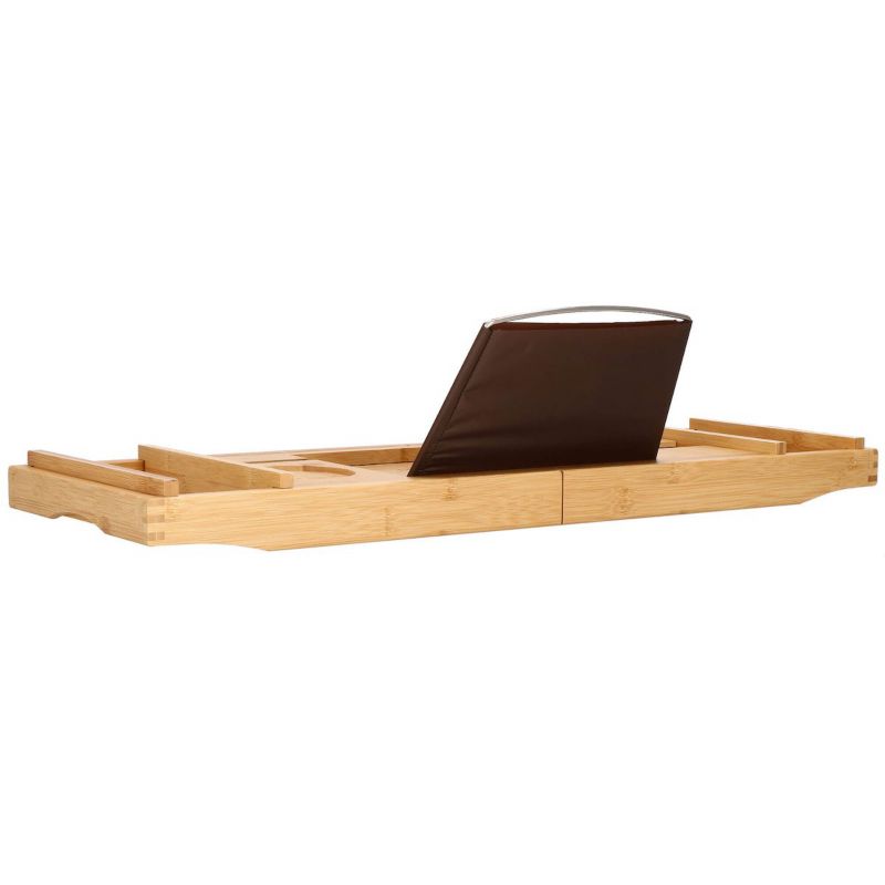 Justerbar badekarsbakke Springos 75-110,5 cm med bambusoverflade, 1 stk.