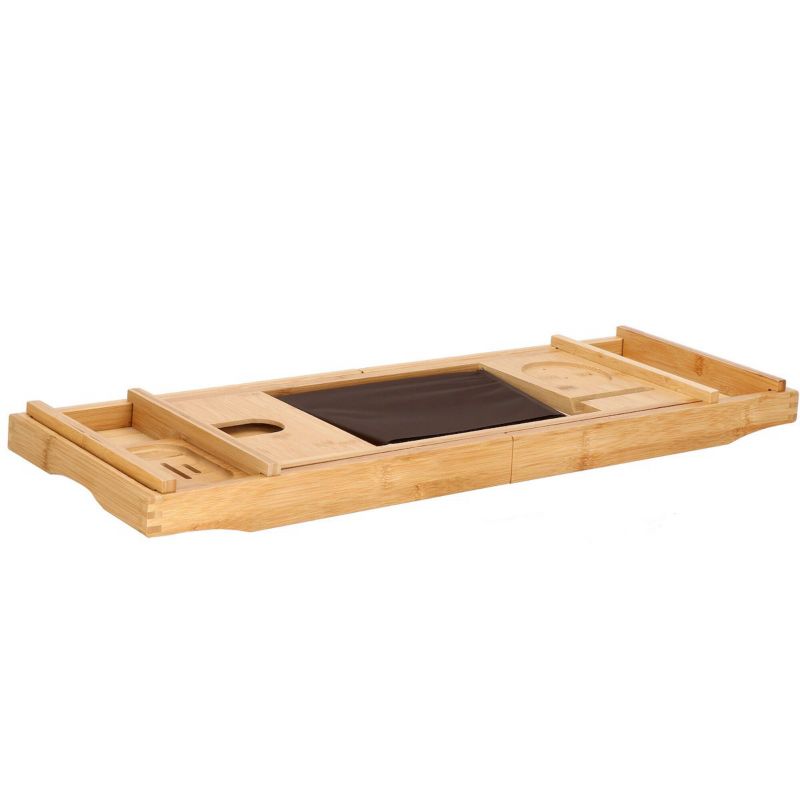 Justerbar badekarsbakke Springos 75-110,5 cm med bambusoverflade, 1 stk.