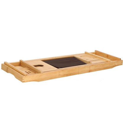 Justerbar badekarsbakke Springos 75-110,5 cm med bambusoverflade, 1 stk.