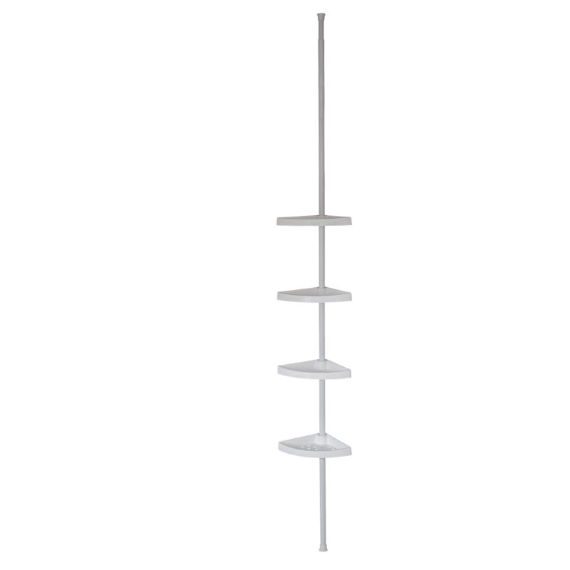 Hjørnebrusehylde Teleskop 80-290 cm Hvid 4 Hylder