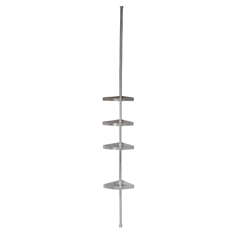 Hjørnebrusehylde Teleskop 80-290 cm Sølv 4 Hylder