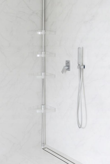 Hjørnebrusehylde Teleskop 80-290 cm Sølv 4 Hylder