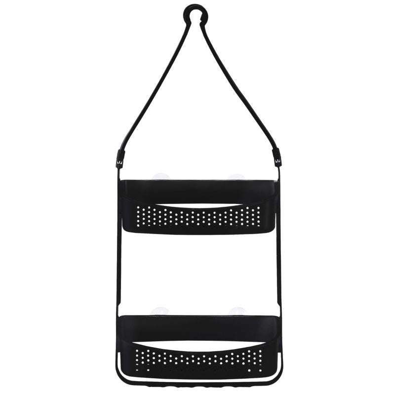 Brusebadshylde WIKI Sort 72 cm med Kroge og Sugekopper