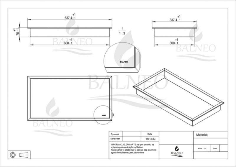 Indbygningshylde Wall-Box One 60x30x7 cm Sort