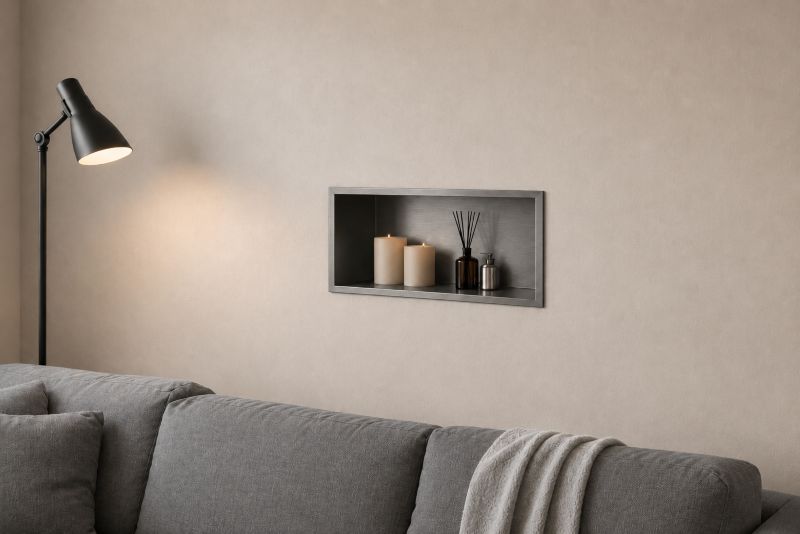 Nichehylde i Rustfrit Stål 60 x 30 x 10 cm Gun Gray Børstet