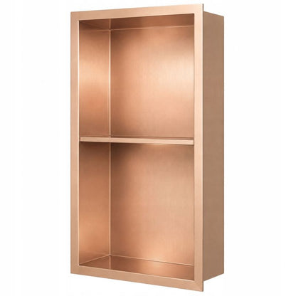 Dobbelt Indbygningshylde Børstet Kobber 60 x 30 x 10 cm Rustfrit Stål