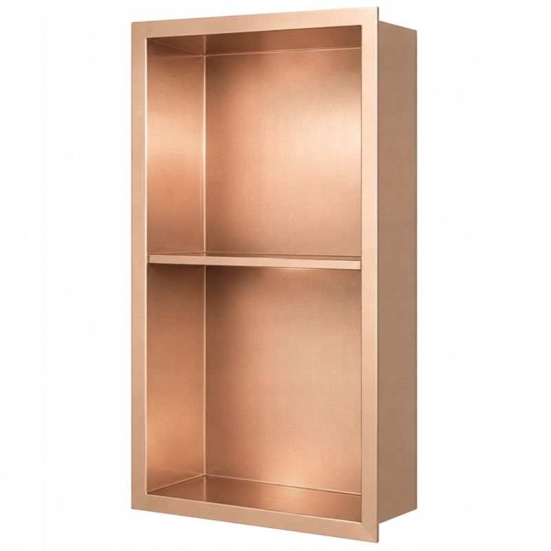 Dobbelt Indbygningshylde Børstet Kobber 60 x 30 x 10 cm Rustfrit Stål