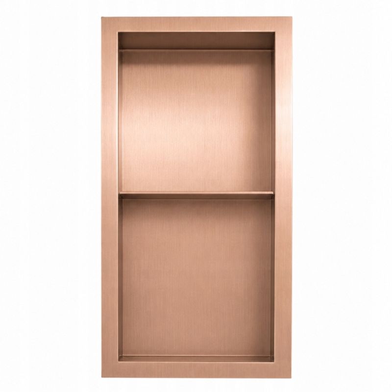Dobbelt Indbygningshylde Børstet Kobber 60 x 30 x 10 cm Rustfrit Stål