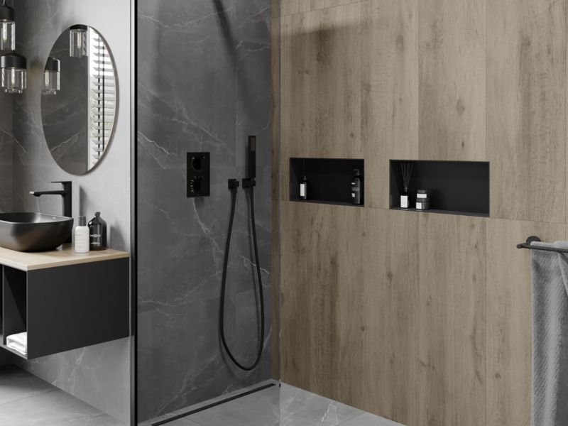 Indbygget hylde Mexen X-Wall-NR sort 45 x 20 cm 1 stk.