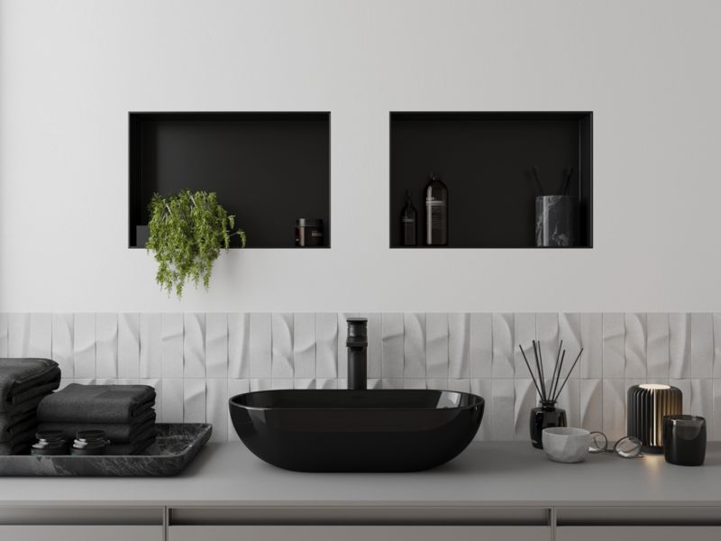 Indbygget hylde Mexen X-Wall-NR sort 45 x 30 cm 1 stk.
