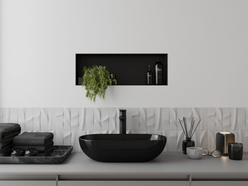 Indbygget hylde Mexen X-Wall-NR sort 60 x 20 cm, 1 stk.