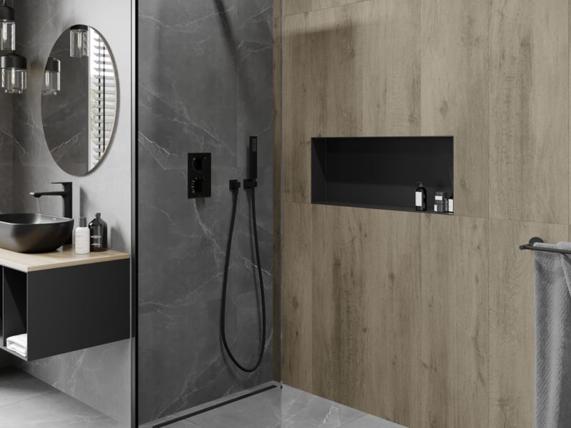 Indbygget hylde Mexen X-Wall-NR sort 75 x 30 cm 1 stk.
