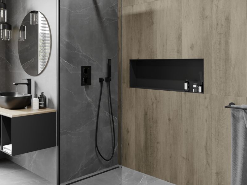Indbygget hylde Mexen X-Wall-NR sort 90 x 30 cm 1 stk.