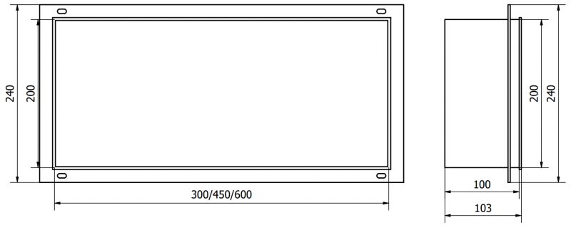 Indbygget hylde Mexen X-Wall-NR inox 45 x 20 cm, 1 stk.