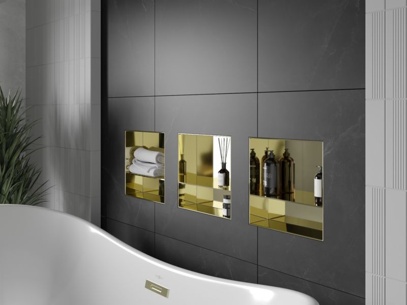 Indbygget hylde Mexen X-Wall-NR i guld 30 x 30 cm, 1 stk.