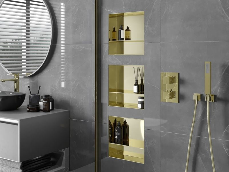 Indbygget hylde Mexen X-Wall-NR i guld 30 x 30 cm, 1 stk.