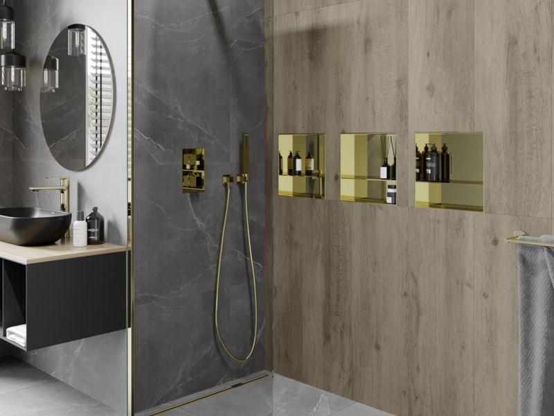 Indbygget hylde Mexen X-Wall-NR i guld 30 x 30 cm, 1 stk.