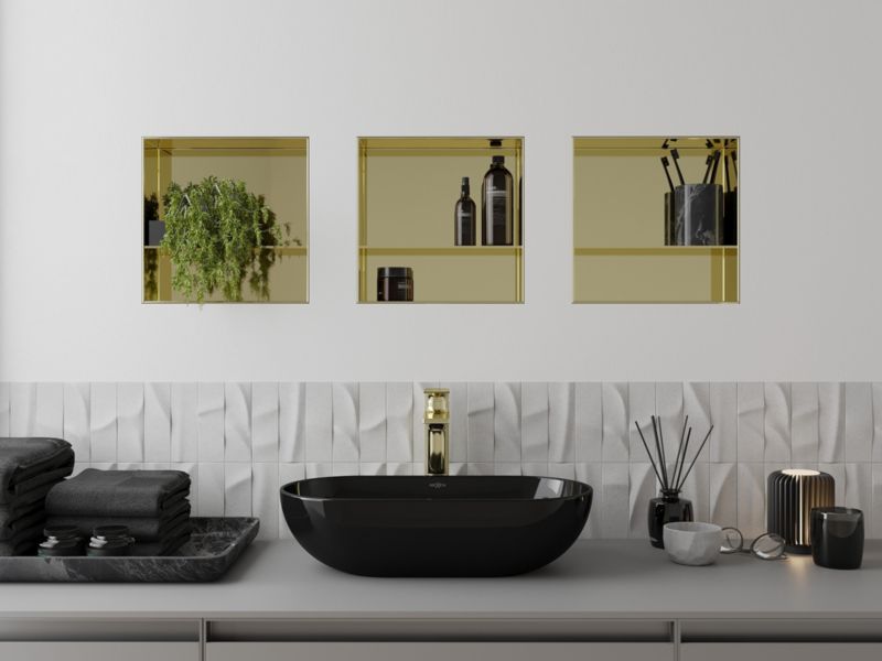 Indbygget hylde Mexen X-Wall-NR i guld 30 x 30 cm, 1 stk.