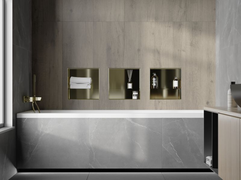 Indbygget hylde Mexen X-Wall-NR i guld 30 x 30 cm, 1 stk.