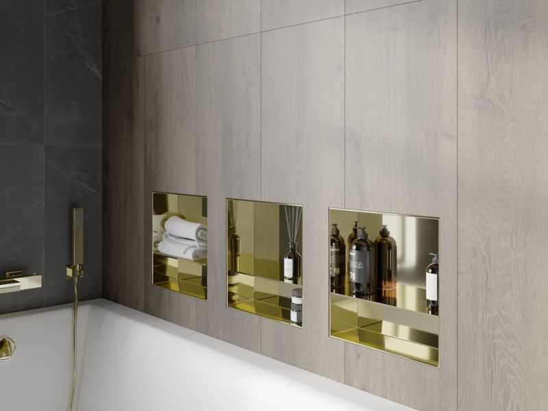 Indbygget hylde Mexen X-Wall-NR i guld 30 x 30 cm, 1 stk.