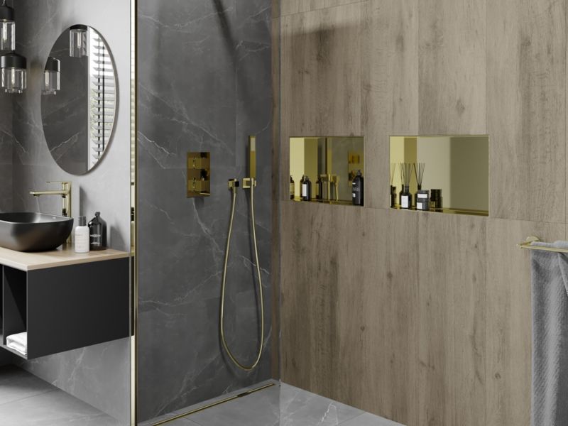 Indbygget hylde Mexen X-Wall-NR i guld 45 x 30 cm, 1 stk.