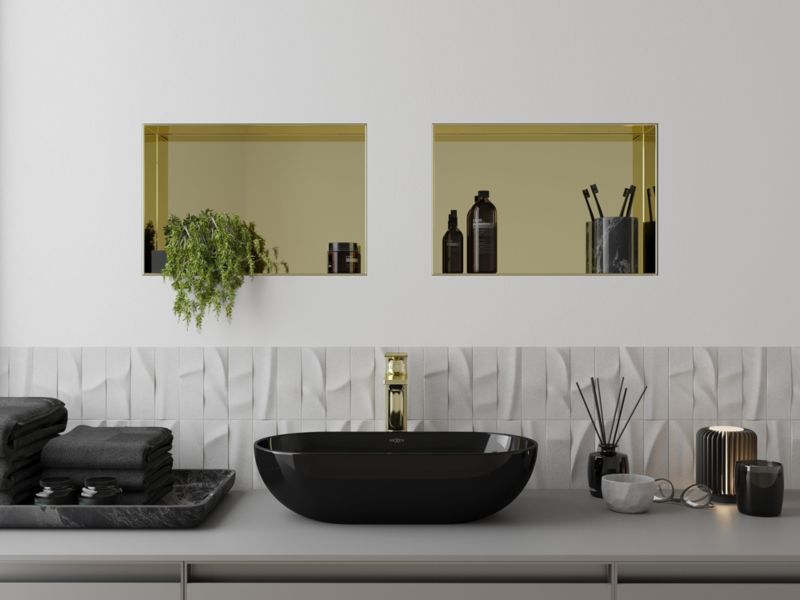 Indbygget hylde Mexen X-Wall-NR i guld 45 x 30 cm, 1 stk.
