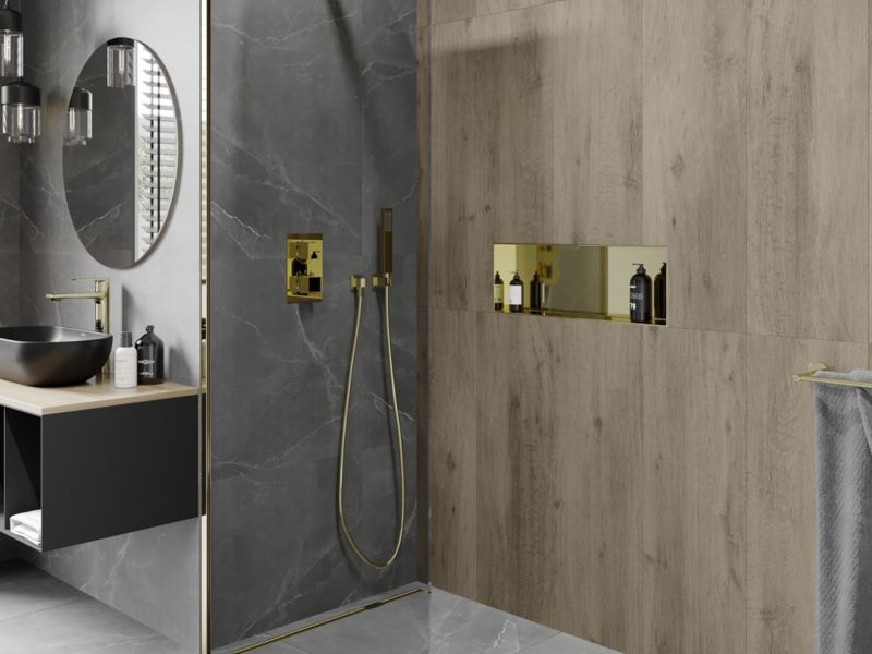 Indbygget hylde Mexen X-Wall-NR i guld 60 x 20 cm, 1 stk.
