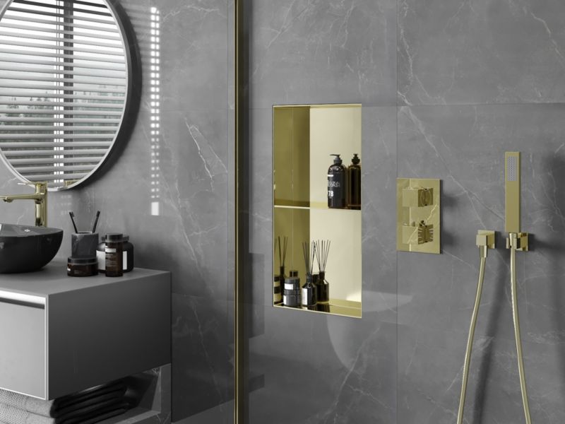 Indbygget hylde Mexen X-Wall-NR i guld 60 x 30 cm, 1 stk.
