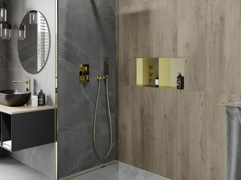 Indbygget hylde Mexen X-Wall-NR i guld 60 x 30 cm, 1 stk.