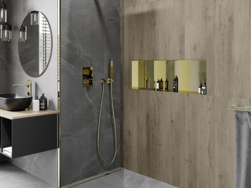 Indbygget hylde Mexen X-Wall-NR i guld 90 x 30 cm, 1 stk.