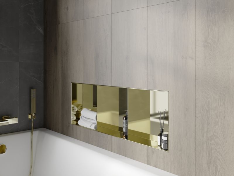 Indbygget hylde Mexen X-Wall-NR i guld 90 x 30 cm, 1 stk.