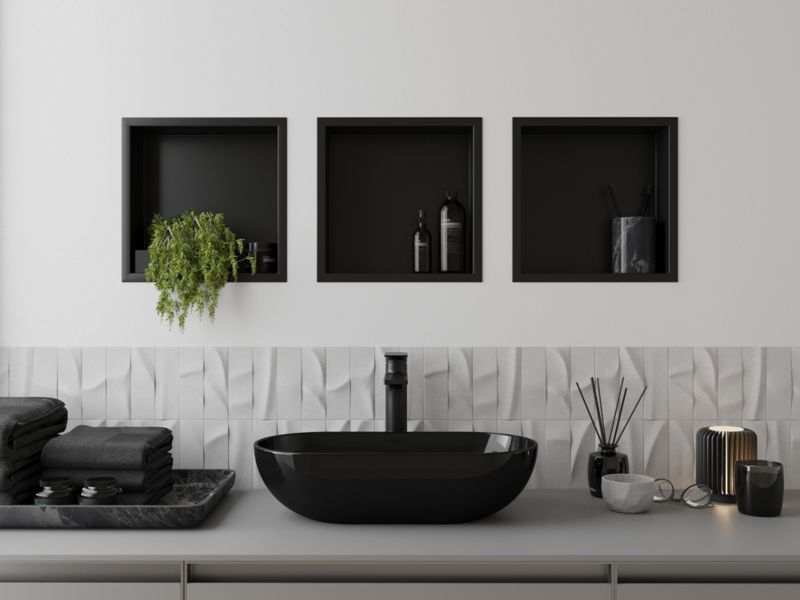 Indbygget hylde Mexen X-Wall-R sort 30 x 30 cm 1 stk.