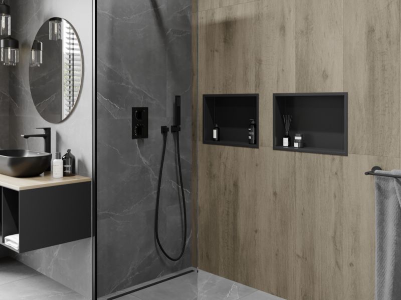 Indbygget hylde Mexen X-Wall-R sort 45 x 30 cm 1 stk.