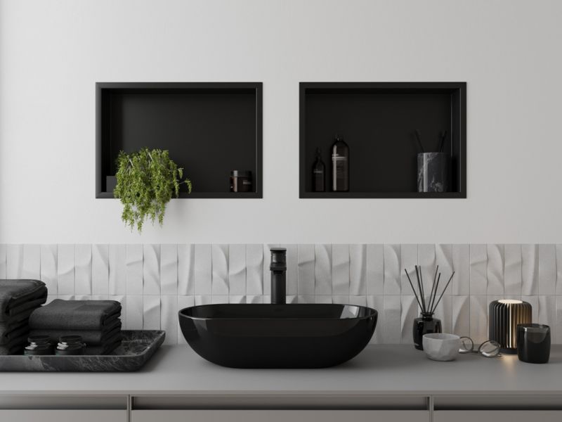 Indbygget hylde Mexen X-Wall-R sort 45 x 30 cm 1 stk.