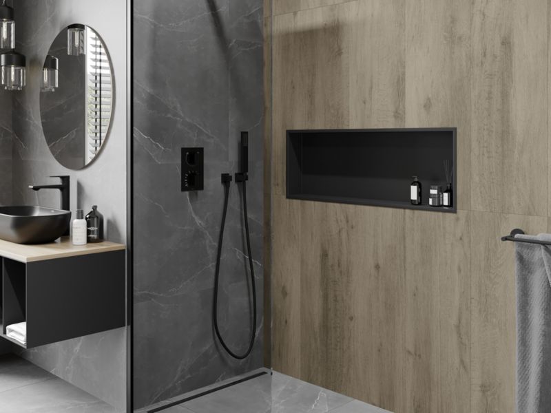 Indbygget hylde Mexen X-Wall-R sort 90 x 30 cm 1 stk.