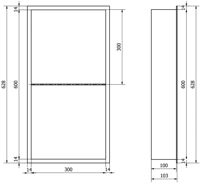 Indbygget hylde Mexen X-Wall-R inox 60 x 30 cm 1 stk.
