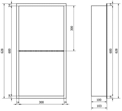 Indbygget hylde Mexen X-Wall-R inox 60 x 30 cm 1 stk.