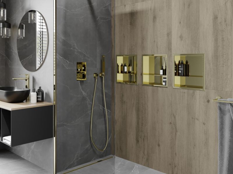 Indbygget hylde Mexen X-Wall-R i guld 30 x 30 cm, 1 stk.