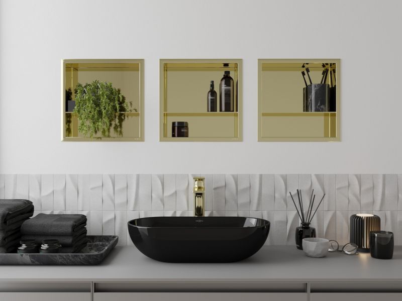 Indbygget hylde Mexen X-Wall-R i guld 30 x 30 cm, 1 stk.