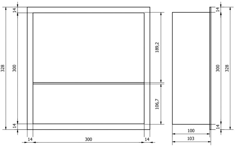 Indbygget hylde Mexen X-Wall-R i guld 30 x 30 cm, 1 stk.