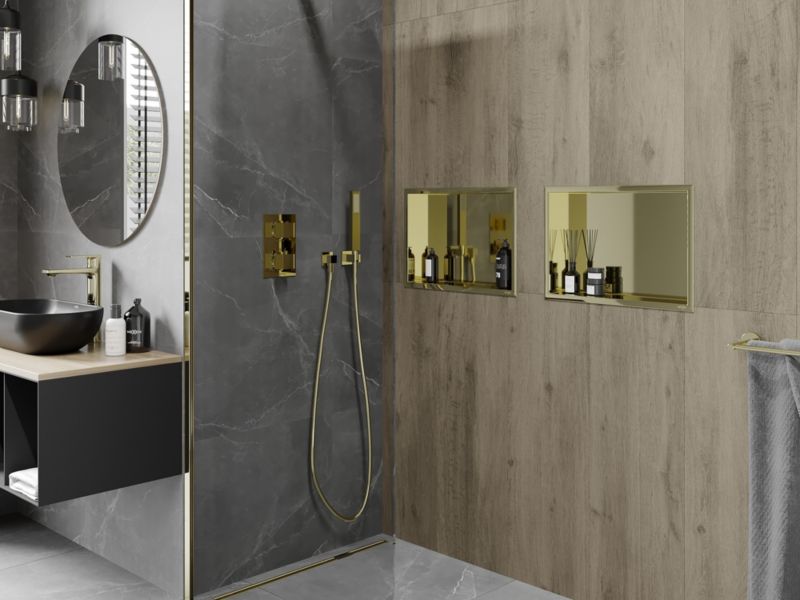 Indbygget hylde Mexen X-Wall-R i guld 45 x 30 cm, 1 stk.