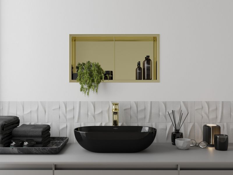 Indbygget Mexen X-Wall-R hylde i guld 60 x 30 cm, 1 stk.