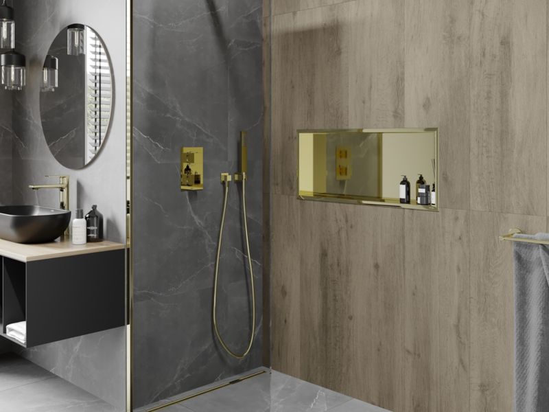 Indbygningshylde Mexen X-Wall-R i guld 75x30 cm 1 stk.