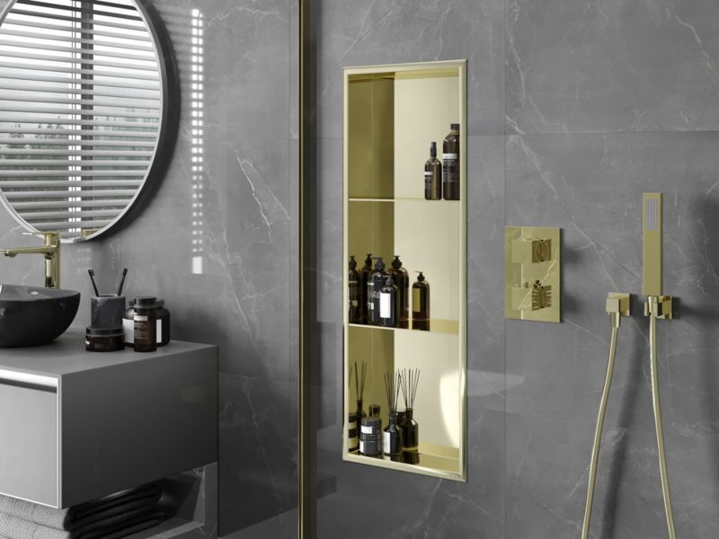 Indbygget hylde Mexen X-Wall-R i guld 90 x 30 cm, 1 stk.