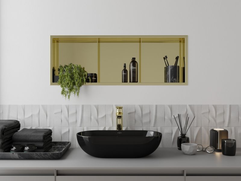Indbygget hylde Mexen X-Wall-R i guld 90 x 30 cm, 1 stk.