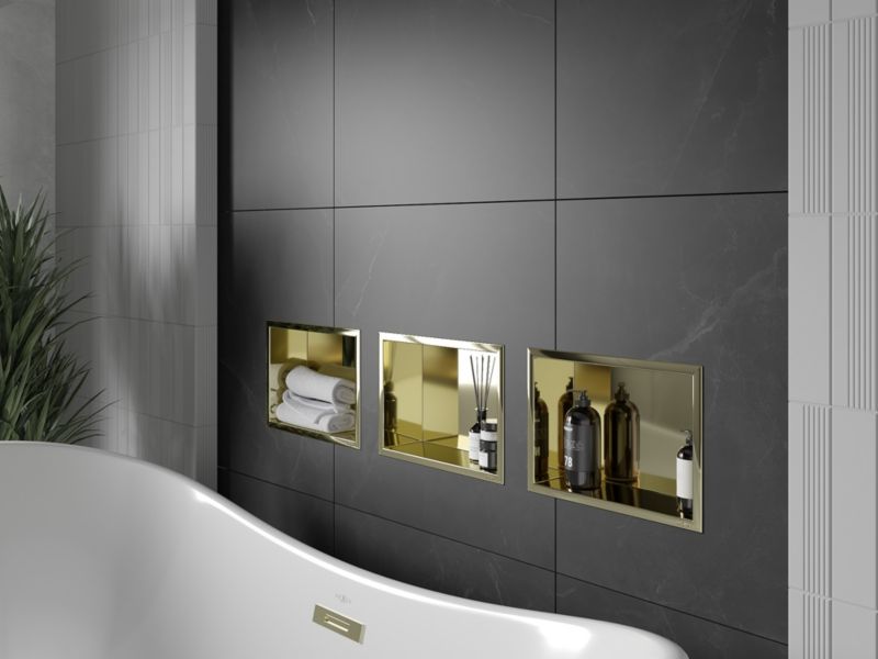 Indbygningshylde Mexen X-Wall-R i guld 30 x 20 cm, 1 stk.