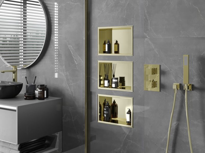 Indbygningshylde Mexen X-Wall-R i guld 30 x 20 cm, 1 stk.