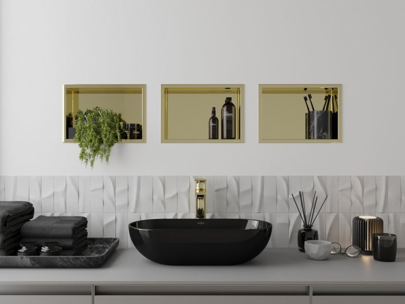 Indbygningshylde Mexen X-Wall-R i guld 30 x 20 cm, 1 stk.