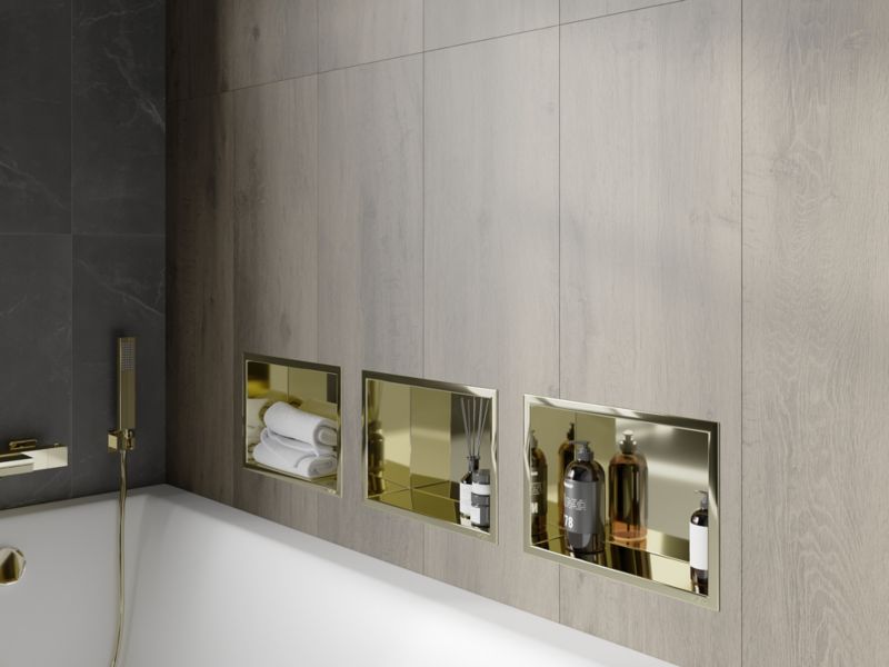 Indbygningshylde Mexen X-Wall-R i guld 30 x 20 cm, 1 stk.